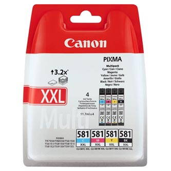 Canon originální ink CLI-581 XXL CMYK Multi Pack, CMYK, 4*11.7ml, 1998C005, very high capacity, Canon 4-pack PIXMA TR7550, TR8550,
