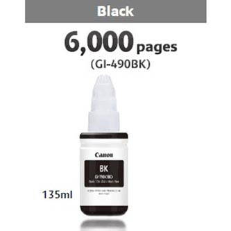 Canon originální ink GI-490 Bk, black, 6000str., 135ml, 0663C001, Canon PIXMA G1400, G2400, G3400