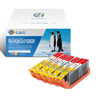 G&G kompatibilní ink s PGI-570XLBK/CLI-571BK/C/M/Y, CMYK, 20,4ml + 10,8ml, ml NP-C-0570XLBK/571XLBKCMY, pro Canon Pixma MG7750, 77