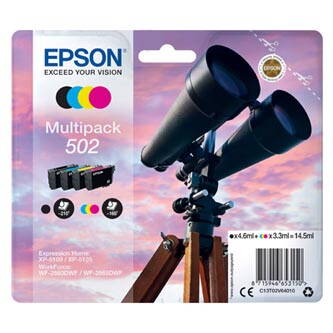 Epson originální ink C13T02V64010, 502, T02V640, CMYK, 550str., 3x3.3/4.6ml, Epson XP-5100, XP-5105, WF-2880dwf, WF2865dwf