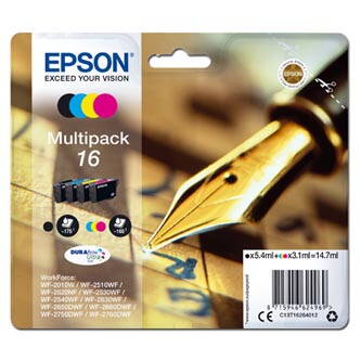 Epson originální ink C13T16264012, T162640, CMYK, 3x3.1/5.4ml, Epson WorkForce WF-2540WF, WF-2530WF, WF-2520NF, WF-2010