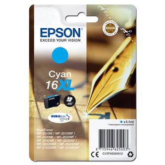 Epson originální ink C13T16324012, T163240, 16XL, cyan, 6.5ml, Epson WorkForce WF-2540WF, WF-2530WF, WF-2520NF, WF-2010