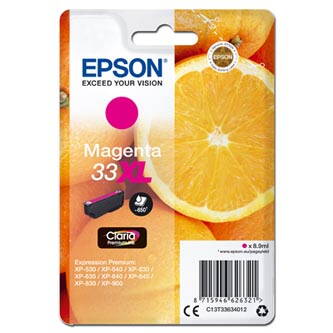 Epson originální ink C13T33634012, T33XL, magenta, 8,9ml, Epson Expression Home a Premium XP-530,630,635,830