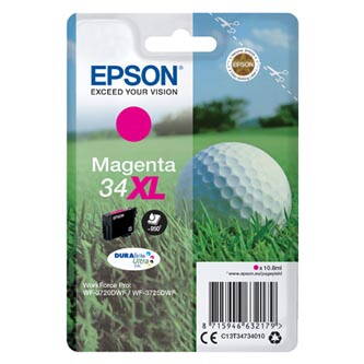 Epson originální ink C13T34734010, T347340, 34XL, magenta, 10.8ml, Epson WF-3720DWF, 3725DWF