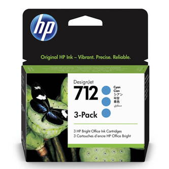 HP originální ink 3ED77A, HP 712, cyan, 29ml, HP 3-pack DesignJet Studio,T210,T230,T250,T630,T650