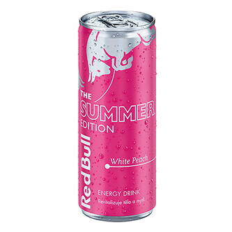 Energy drink, Summer edition, 24ks v kartonu, cena za 1ks, Red Bull bílá broskev