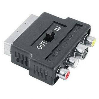 Audio/video Redukce, SCART M-Cinch 3x M + S-video F, 0, černá, Logo, přepínač in/out