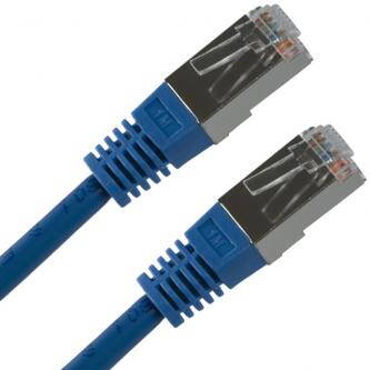 FTP patchcord, Cat.5e, RJ45 M-5m, stíněný, modrý, čistá měď, economy