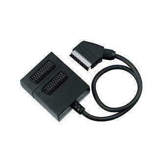 Kabel Scart M- Scart 2x F, SCART, 0.5m, černá, rozdvojka