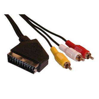 Kabel SCART M- Cinch 3x M, SCART-CINCH, 3m, černá