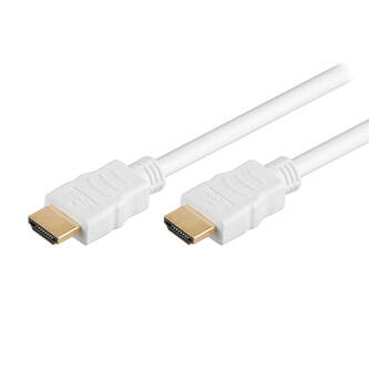 Video kabel HDMI samec - HDMI samec, HDMI 1.4 - High Speed with Ethernet, 0.5m, pozlacené konektory, bílá