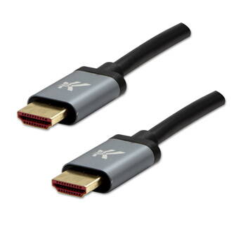 HDMI M- HDMI M, Ultra High Speed, 1m, zlacené konektory, hliníkové provedení krytky, šedý, Logo, 8K@60Hz, 48Gb/s