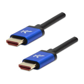 HDMI M- HDMI M, Ultra High Speed, 1m, zlacené konektory, hliníkové provedení krytky, modrý, Logo, 8K@60Hz, 48Gb/s