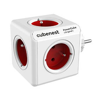 Cubenest - PowerCube, 0.1m, ORIGINAL USB, červená, POWERCUBE, 5x zásuvka