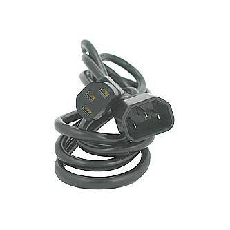 Síťový kabel 230V prodlužovací, C13-C14, 2m, VDE approved, černý, Logo
