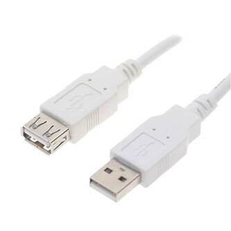 Kabel USB (2.0), USB A M- USB A F, 0.3m, černý/bílý