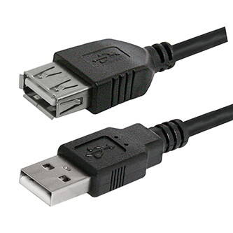 Kabel USB (2.0), USB A M- USB A F, 1.8m, černý, Logo