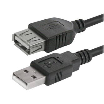 Kabel USB (2.0), USB A M- USB A F, 3m, černý, Logo, cena za 1 kus