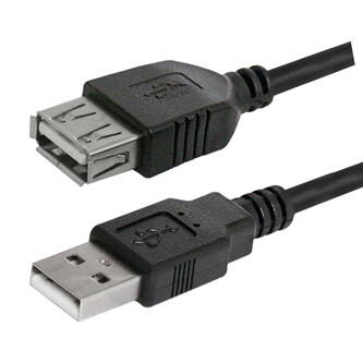 Kabel USB (2.0), USB A M- USB A F, 3m, černý, Logo, cena za 1 kus