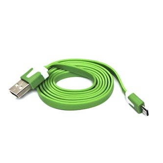 Kabel USB (2.0), USB A M- USB micro B M, 1m, plochý, zelený