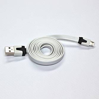 Kabel USB (2.0), USB A M- USB micro B M, 1m, plochý, bílý, Logo, blistr