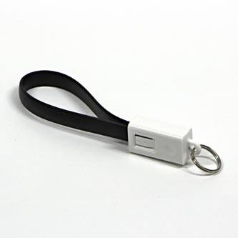 Kabel USB (2.0), USB A M- USB micro B M, 0.2m, černý, klíčenka