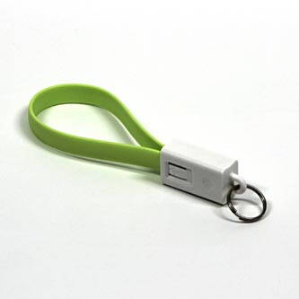 Kabel USB (2.0), USB A M- USB micro B M, 0.2m, světle zelená, Logo, blistr, klíčenka