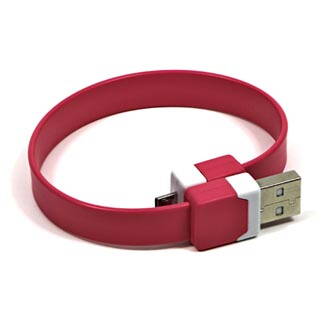 Kabel USB (2.0), USB A M- USB micro B M, 0.25m, růžový, Logo, blistr, náramek