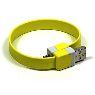 Kabel USB (2.0), USB A M- USB micro B M, 0.25m, žlutý, náramek