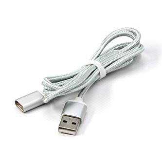 Magnetický kabel USB (2.0), USB A M- Magnetická koncovka, 1m, stříbrný