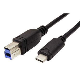 Kabel USB (3.1), USB B M- USB C M, 3m, kulatý, černý, plastic bag, SuperSpeed