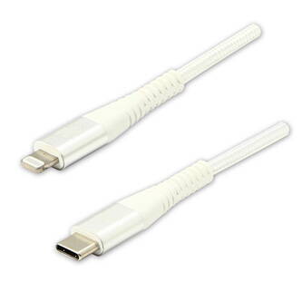 Kabel USB (2.0), USB C M- Apple Lightning C94 M, 1m, MFi certifikace, 5V/3A, bílý, Logo, box, nylonové opletení, hliníkový kryt ko