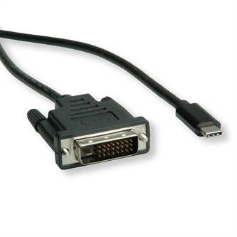 Kabel USB (3.1), USB C M- DVI-D M, 1m, kulatý, černý, plastic bag