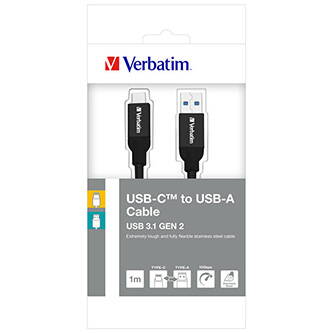 Verbatim USB kabel (3.1), USB A samec - USB C samec, 1m, černý, box, 48871