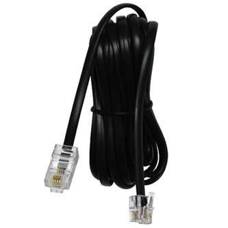 Telefonní kabel, RJ11 M-10m, plochý, černý, pro ADSL modem, economy