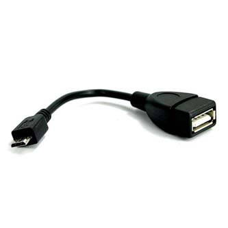 USB kabel (2.0), microUSB samec - USB A samice, 0.15m, OTG, černý, DOPRODEJ