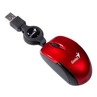 Genius Myš Micro Traveler V2, 1200DPI, optická, 3tl., 1 kolečko, drátová USB, červená, Micro