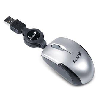 Genius Myš Micro Traveler V2, 1200DPI, optická, 3tl., 1 kolečko, drátová USB, stříbrná, Micro
