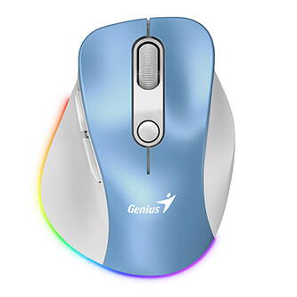 Myš bezdrátová, Genius Ergo 9000S Pro, bílo-modrá, optická, 2400DPI