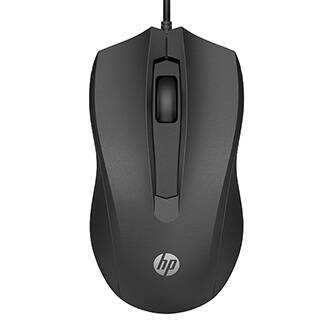 HP myš 100 1600DPI, optická, 3tl., 1 kolečko, drátová USB-A, černá, 1 ks Windows 7,8,10, Mac 10.1 a vyšší
