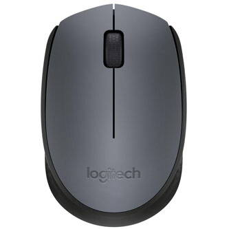 Logitech Myš M170, 1000DPI, 2.4 [GHz], optická, 3tl., 1 kolečko, bezdrátová, šedá, 1 ks AA, miniaturní USB přijímač, kancelářská