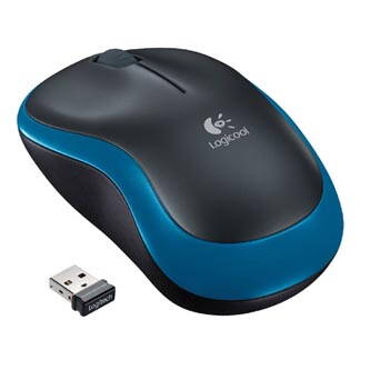 Logitech Myš M185, 1000DPI, 2.4 [GHz], optická, 2tl., 1 kolečko, bezdrátová, modrá, 1 ks AA, k notebooku, univerzální