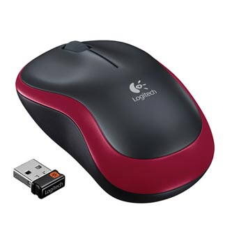 Logitech Myš M185, 1000DPI, 2.4 [GHz], optická, 3tl., 1 kolečko, bezdrátová, červená, 1 ks AA