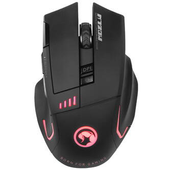 Marvo Myš M720W, 4800DPI, 2.4 [GHz], optika, 8tl., 1 kolečko, bezdrátová, černá, 1 ks AA, Nano přijímač, podsvícená