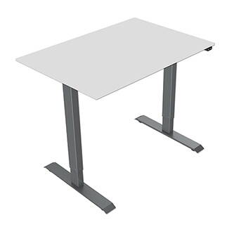 Pracovní stůl, elektricky nastavitelná výška, šedá deska, 75x159cm, hloubka 500 mm, 100V-240V, šedý, 70 kg nosnost, ergo