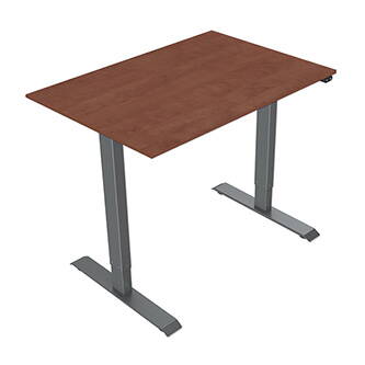 Pracovní stůl, elektricky nastavitelná výška, třešeň, 75x120cm, hloubka 500 mm, 100V-240V, šedý, 70 kg nosnost, ergo