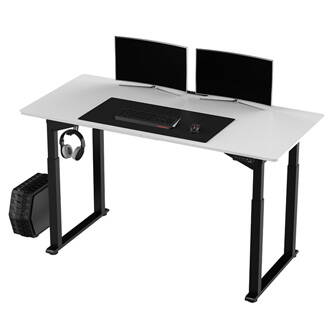 Pracovní stůl, elektricky nastavitelná výška, bílá deska, 160x75 cm, 74-116 cm, UPLIFT, s XXL podložkou pod myš, ULTRADESK