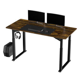 Pracovní stůl, elektricky nastavitelná výška, hnědá deska, 160x75 cm, 74-116 cm, UPLIFT, s XXL podložkou pod myš, ULTRADESK, držák