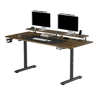 Pracovní stůl, elektricky nastavitelná výška, 160X70 cm, 72-117 cm, HIGHLANDER XXL BROWN, hnědý, ULTRADESK