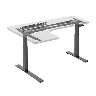 Rám rohového stolu, elektricky nastavitelná výška, organizér kabelů v balení, antikolizní systém, černý, 125 kg nosnost, Powerton